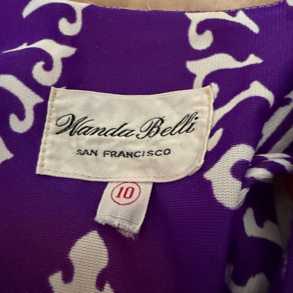Vintage Wanda Belli San Francisco Orange and Purple Patterned Jumpsuit 70’s 0/2 - Picture 4 of 7